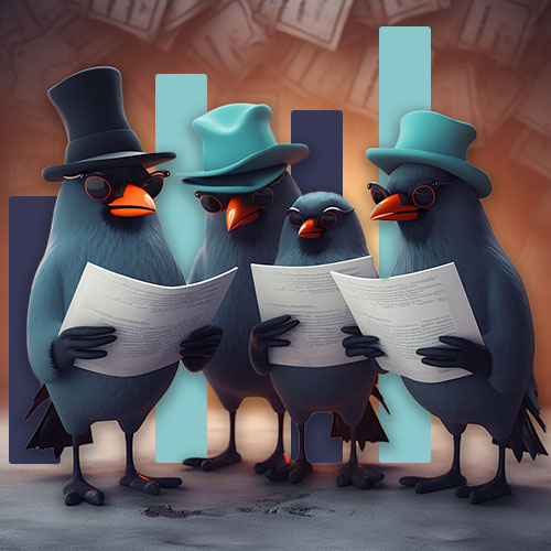 Murder board - A group of crows reading through documentation, representing a project murder board